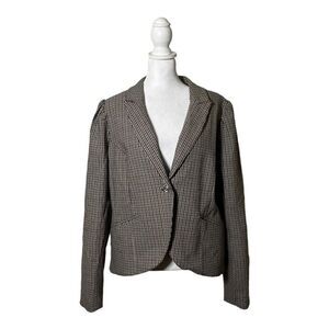 Autres Filles Houndstooth Shoulder Padded Womens Blazer Crest Buttons NWT US XL